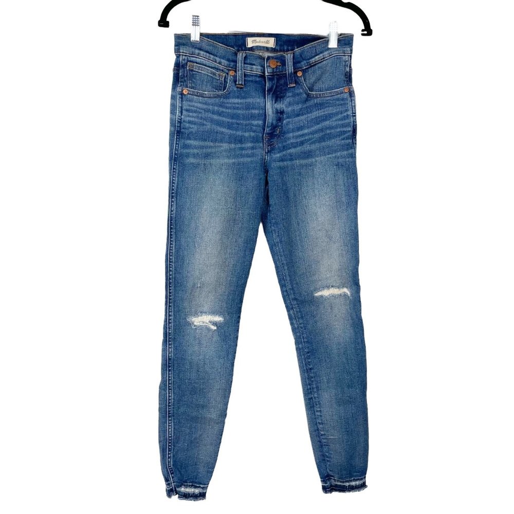 Madewell Woman's Sz 27 Tall 9" High Rise Skinny Jeans Mid Rise Distressed